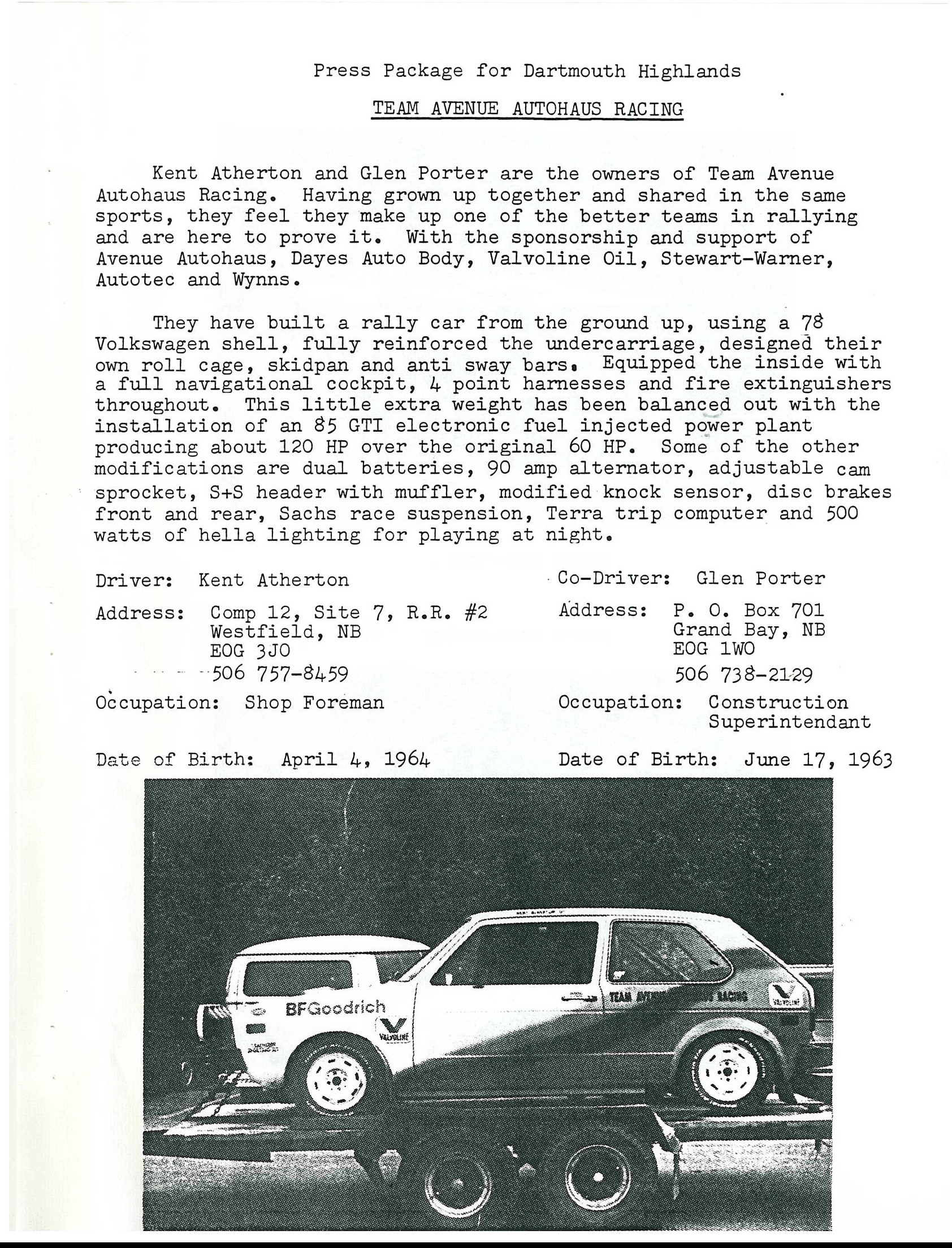 Dartmouth Highlands Rally, 1989