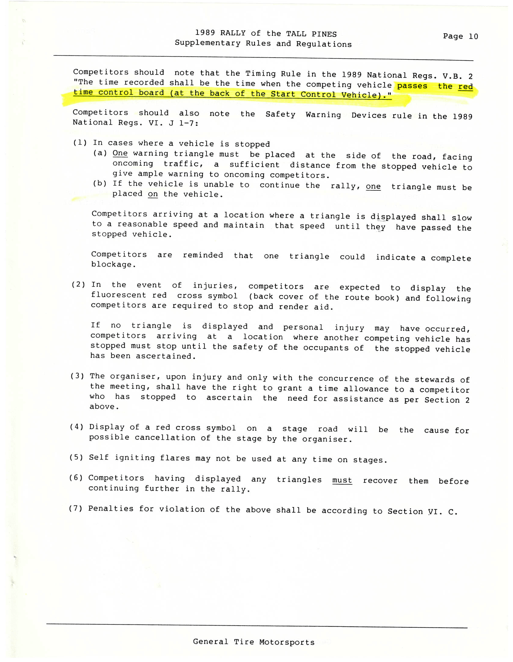 Rally of the Tall Pines, 1989