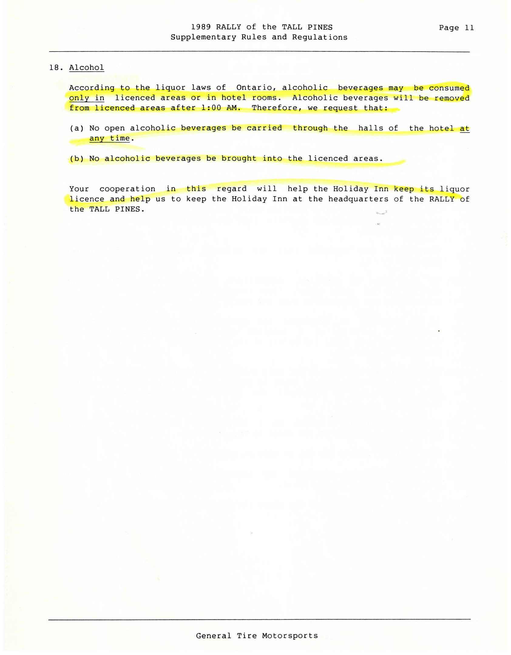 Rally of the Tall Pines, 1989